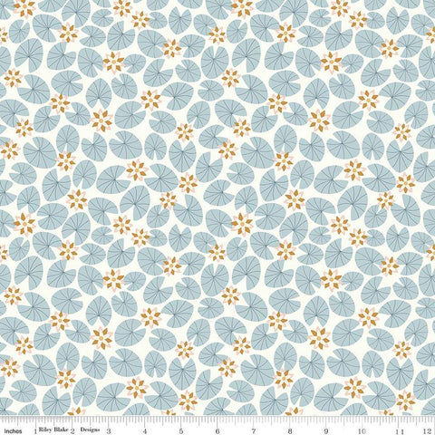 SALE Little Swan Water Lilies C13743 Cream by Riley Blake Designs - Lily Pads Flowers - Quilting Cotton Fabric