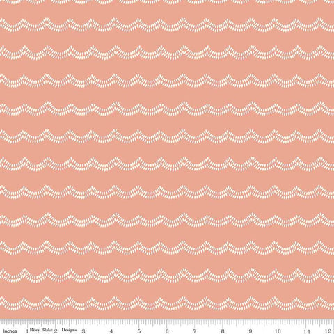 SALE Little Swan Waves C13745 Peaches 'n Cream by Riley Blake Designs - Scalloped White Waves - Quilting Cotton Fabric