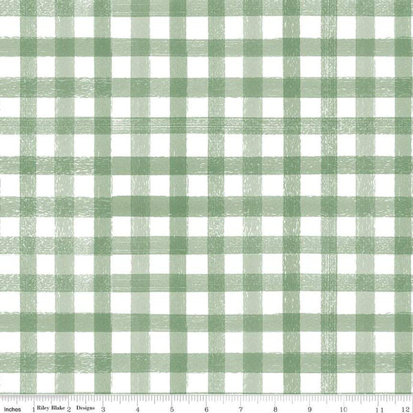 Homemade PRINTED Gingham C13721 Sage by Riley Blake Designs - 1/2" White Green Check Checks Checkered - Quilting Cotton Fabric