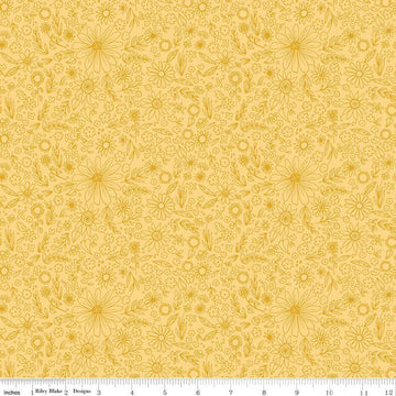 SALE Homemade Outlined Flowers C13722 Sunshine - Riley Blake Designs - Floral - Quilting Cotton Fabric