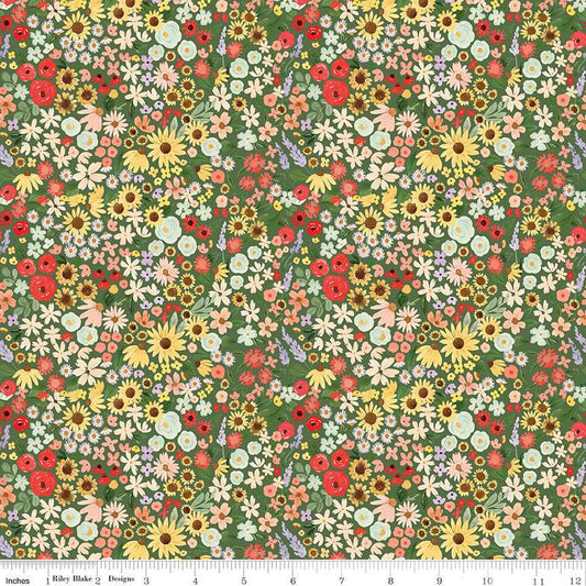SALE Homemade Floral C13723 Forest - Riley Blake Designs - Flowers - Quilting Cotton Fabric