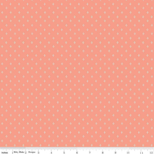 SALE Homemade Sparkle C13725 Coral - Riley Blake Designs - Geometric Non-Metallic Starbursts - Quilting Cotton Fabric