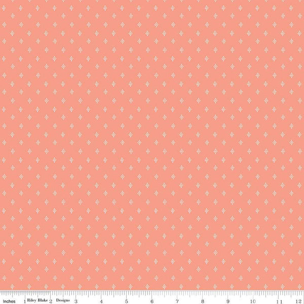 Homemade Sparkle C13725 Coral by Riley Blake Designs - Geometric Non-Metallic Starbursts - Quilting Cotton Fabric