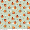 Shades of Autumn Pumpkins C13471 Tea Green - Riley Blake Designs - Thanksgiving Fall Acorns Leaves Flowers - Quilting Cotton Fabric