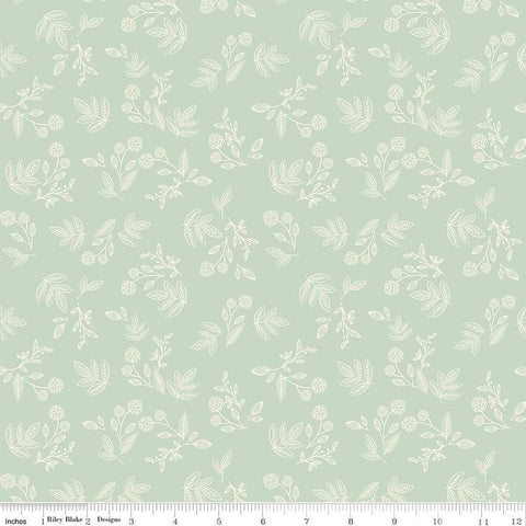 SALE Shades of Autumn Sprigs C13474 Tea Green by Riley Blake Designs - Thanksgiving Fall Floral Flowers Leaves - Quilting Cotton Fabric