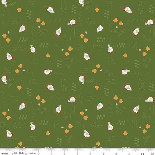 Country Life Chicken Scratch C13791 Pasture - Riley Blake Designs - Chickens - Quilting Cotton Fabric