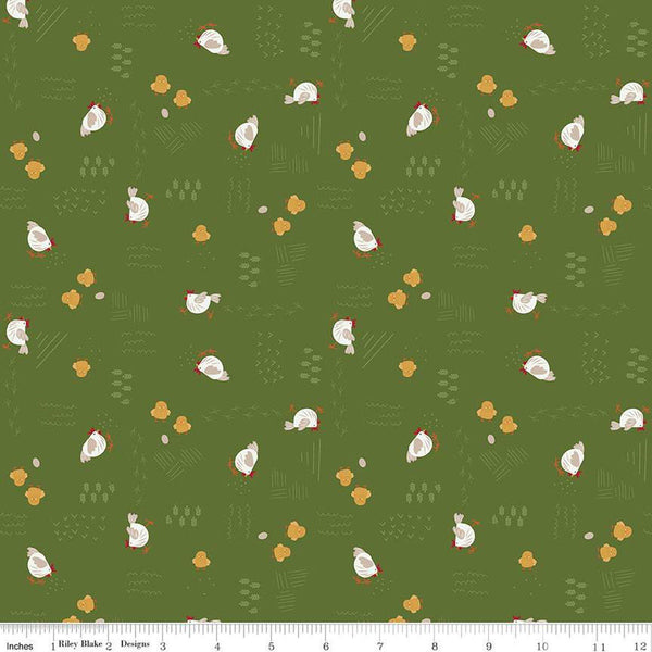 Country Life Chicken Scratch C13791 Pasture - Riley Blake Designs - Chickens - Quilting Cotton Fabric