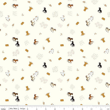 Country Life Grazing the Hay C13793 Cotton - Riley Blake Designs - Horses - Quilting Cotton Fabric