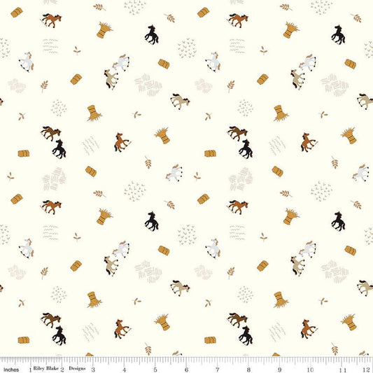 Country Life Grazing the Hay C13793 Cotton - Riley Blake Designs - Horses - Quilting Cotton Fabric