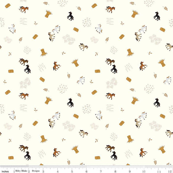 Country Life Grazing the Hay C13793 Cotton by Riley Blake Designs - Horses - Quilting Cotton Fabric