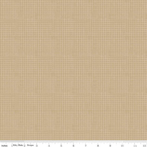 Country Life Burlap C13798 Straw - Riley Blake Designs - Tone-on-Tone Irregular Grid - Quilting Cotton Fabric