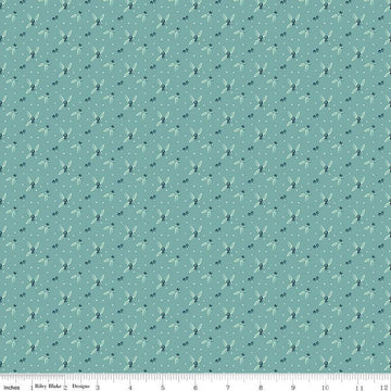 33" End of Bolt - Arrival of Winter Berries C13527 Teal by Riley Blake Designs - Berry Sprigs Dots - Quilting Cotton Fabric