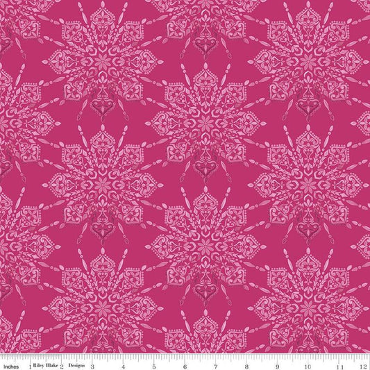 SALE Floralicious Medallion C13481 Hot Pink - Riley Blake Designs - Tone-on-Tone Medallions - Quilting Cotton Fabric