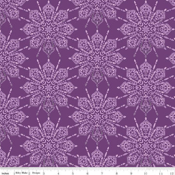 Fat Quarter End of Bolt - Floralicious Medallion C13481 Purple - Riley Blake Designs - Tone-on-Tone Medallions - Quilting Cotton Fabric