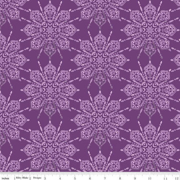17" End of Bolt - Floralicious Medallion C13481 Purple - Riley Blake Designs - Tone-on-Tone Medallions - Quilting Cotton Fabric