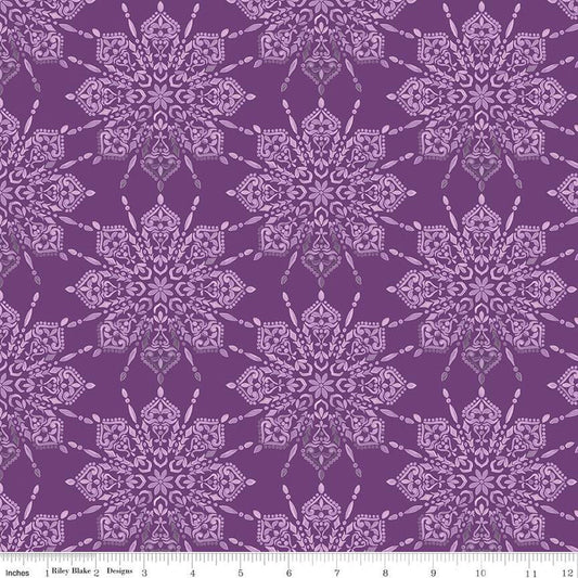 17" End of Bolt - Floralicious Medallion C13481 Purple - Riley Blake Designs - Tone-on-Tone Medallions - Quilting Cotton Fabric