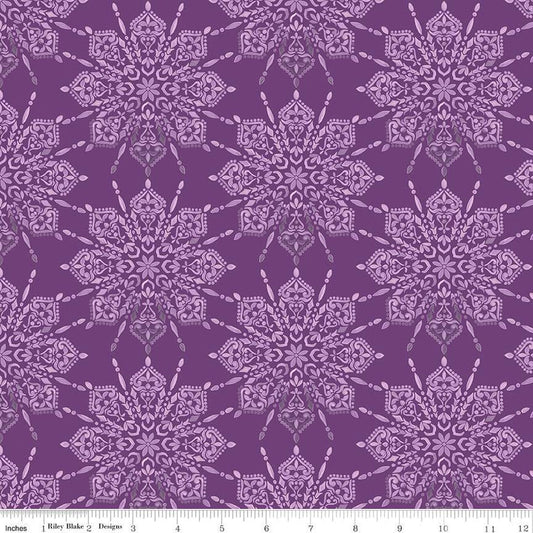 10" End of Bolt - Floralicious Medallion C13481 Purple - Riley Blake Designs - Tone-on-Tone Medallions - Quilting Cotton Fabric
