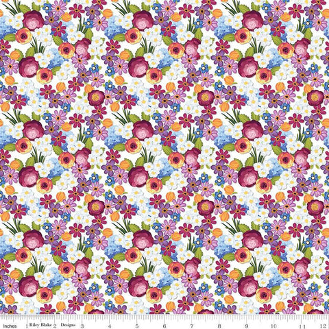 Floralicious Flowers C13482 White by Riley Blake Designs - Floral - Quilting Cotton Fabric