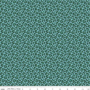 SALE Floralicious Cheetah C13484 Aqua - Riley Blake Designs - Animal Print - Quilting Cotton Fabric
