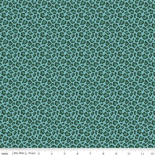 SALE Floralicious Cheetah C13484 Aqua - Riley Blake Designs - Animal Print - Quilting Cotton Fabric