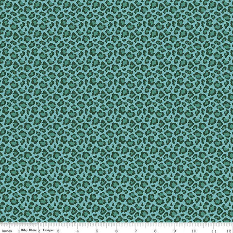 Floralicious Cheetah C13484 Aqua - Riley Blake Designs - Animal Print - Quilting Cotton Fabric