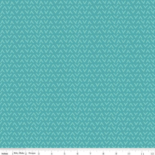Fat Quarter End of Bolt - SALE Floralicious Tonal C13485 Turquoise - Riley Blake Designs - Tone-on-Tone Chevrons - Quilting Cotton Fabric