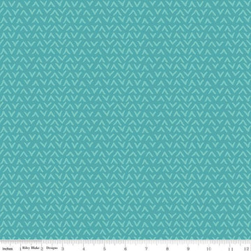 Fat Quarter End of Bolt - SALE Floralicious Tonal C13485 Turquoise - Riley Blake Designs - Tone-on-Tone Chevrons - Quilting Cotton Fabric
