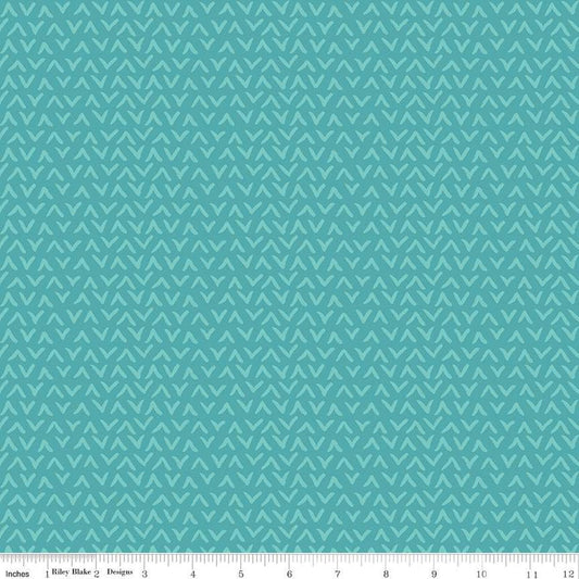 Fat Quarter End of Bolt - SALE Floralicious Tonal C13485 Turquoise - Riley Blake Designs - Tone-on-Tone Chevrons - Quilting Cotton Fabric