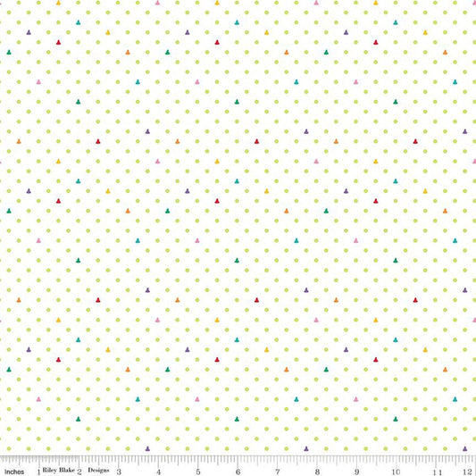 13" End of Bolt - DEAL Colors of Kindness Dots C13682 White - Riley Blake - Crayons Polka Dot - Quilting Cotton Fabric - Licensed Product