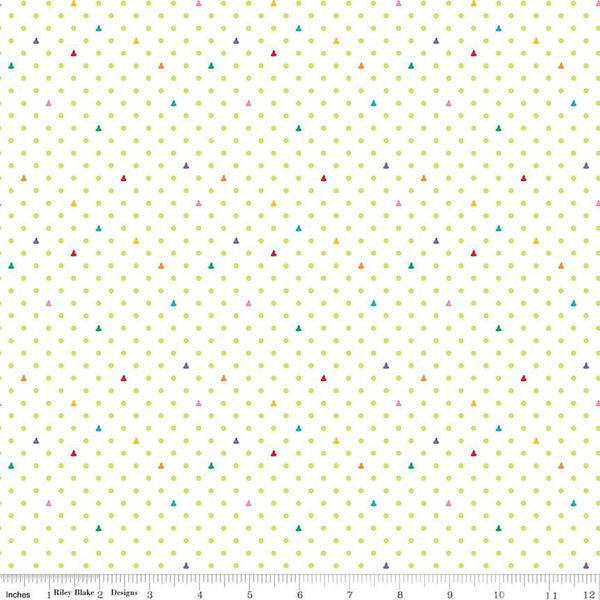 Fat Quarter End of Bolt - Colors of Kindness Dots C13682 White by Riley Blake - Crayons Polka - Quilting Cotton Fabric - Licensed Product