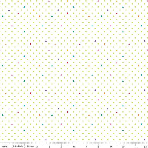 Fat Quarter End of Bolt - Colors of Kindness Dots C13682 White by Riley Blake - Crayons Polka - Quilting Cotton Fabric - Licensed Product