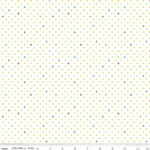 Fat Quarter End of Bolt - Colors of Kindness Dots C13682 White by Riley Blake - Crayons Polka - Quilting Cotton Fabric - Licensed Product