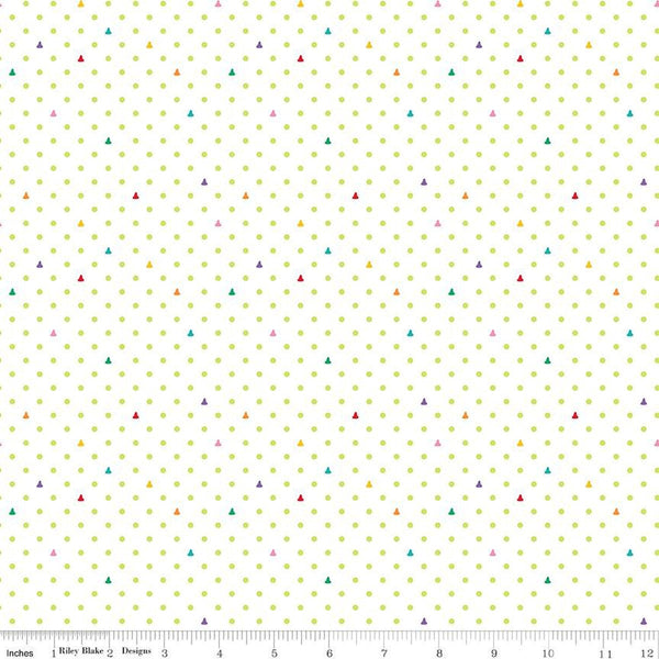 13" End of Bolt - Colors of Kindness Dots C13682 White by Riley Blake - Crayons Polka Dot Dotted - Quilting Cotton Fabric - Licensed Product