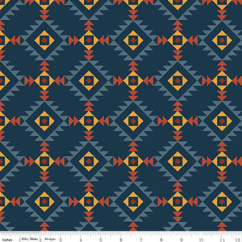 Santa Fe Triangles C13381 Navy by Riley Blake Designs - Geometric Southwest Southwestern - Quilting Cotton Fabric