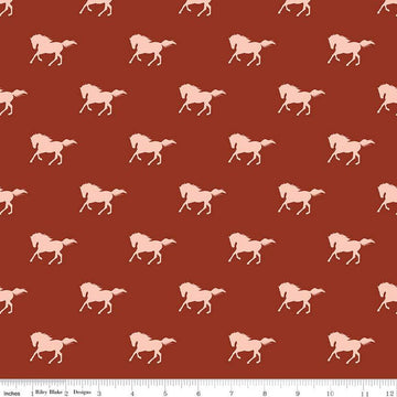 SALE Santa Fe Mustangs C13382 Rust - Riley Blake Designs - Horse Horses Southwest Southwestern - Quilting Cotton Fabric