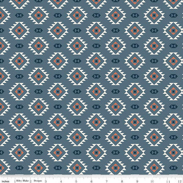 SALE Santa Fe Motifs C13383 Denim - Riley Blake Designs - Geometric Southwest Southwestern - Quilting Cotton Fabric