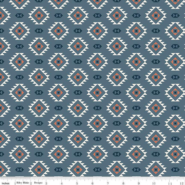 SALE Santa Fe Motifs C13383 Denim by Riley Blake Designs - Geometric Southwest Southwestern - Quilting Cotton Fabric