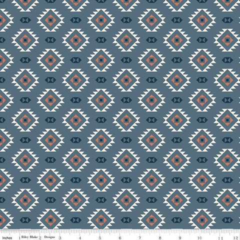 Santa Fe Motifs C13383 Denim by Riley Blake Designs - Geometric Southwest Southwestern - Quilting Cotton Fabric