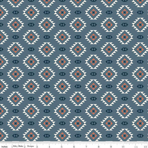 SALE Santa Fe Motifs C13383 Denim by Riley Blake Designs - Geometric Southwest Southwestern - Quilting Cotton Fabric