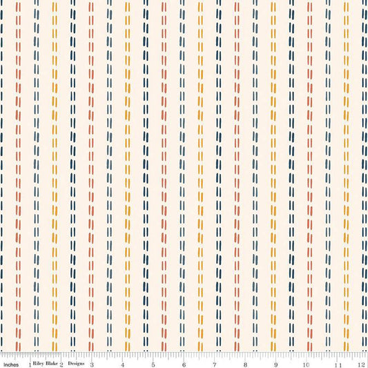 SALE Santa Fe Stripes C13385 Cream - Riley Blake Designs - Stitched-Line Stripe Striped Southwest Southwestern - Quilting Cotton Fabric