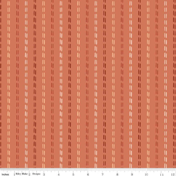 Santa Fe Stripes C13385 Terracotta - Riley Blake Designs - Stitched-Line Stripe Striped Southwest Southwestern - Quilting Cotton Fabric