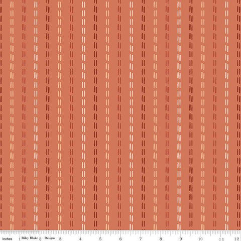 Santa Fe Stripes C13385 Terracotta - Riley Blake Designs - Stitched-Line Stripe Striped Southwest Southwestern - Quilting Cotton Fabric