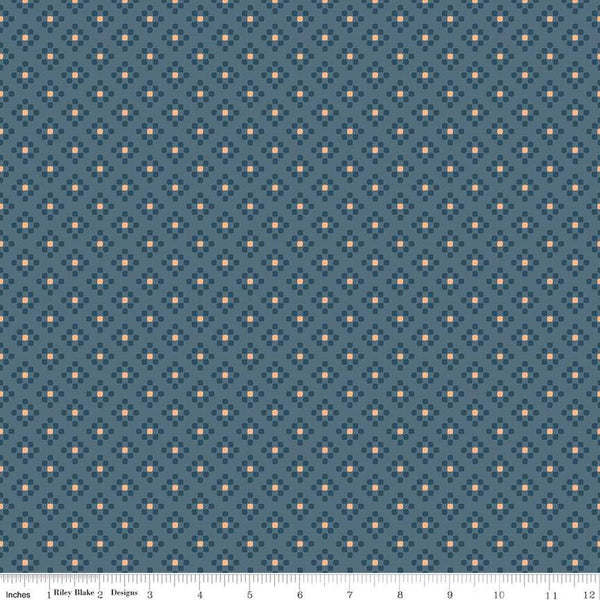 Santa Fe Squares C13387 Denim - Riley Blake Designs - Geometric Diagonal Grid Southwest Southwestern - Quilting Cotton Fabric