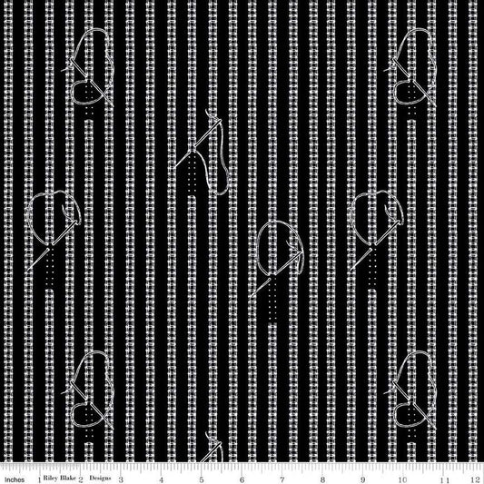SALE Sew Journal Stitches C13885 Black - Riley Blake - Needle Thread Chain Stitch - J. Wecker Frisch - Quilting Cotton Fabric
