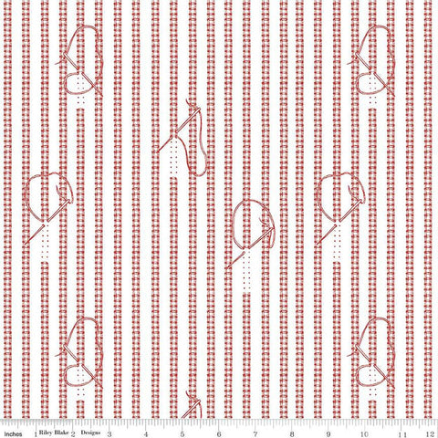 Fat Quarter End of Bolt - CLEARANCE Sew Journal Stitches C13885 Red - Riley Blake - Needle Thread Chain - Quilting Cotton Fabric
