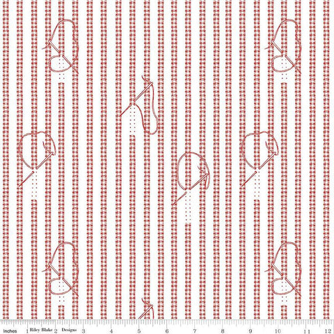 Fat Quarter End of Bolt - CLEARANCE Sew Journal Stitches C13885 Red - Riley Blake - Needle Thread Chain - Quilting Cotton Fabric
