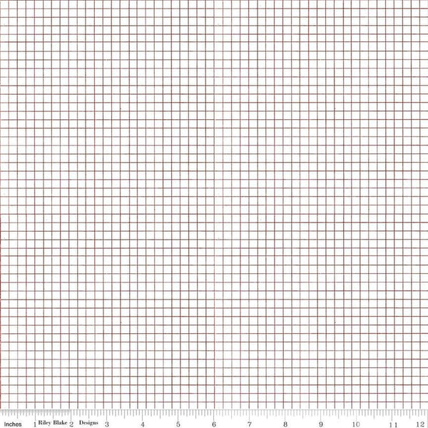 CLEARANCE Sew Journal Graph Paper C13886 White by Riley Blake - Geometric Grid - J. Wecker Frisch - Quilting Cotton