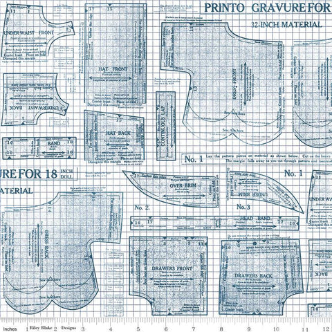 Fat Quarter End of Bolt - CLEARANCE Sew Journal 18-Inch Doll Pattern C13890 Denim - Riley Blake - Vintage - Quilting Cotton