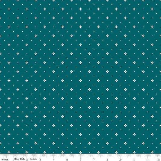Arrival of Winter Ditsy C13526 Dark Teal by Riley Blake Designs - Diamonds - Quilting Cotton Fabric