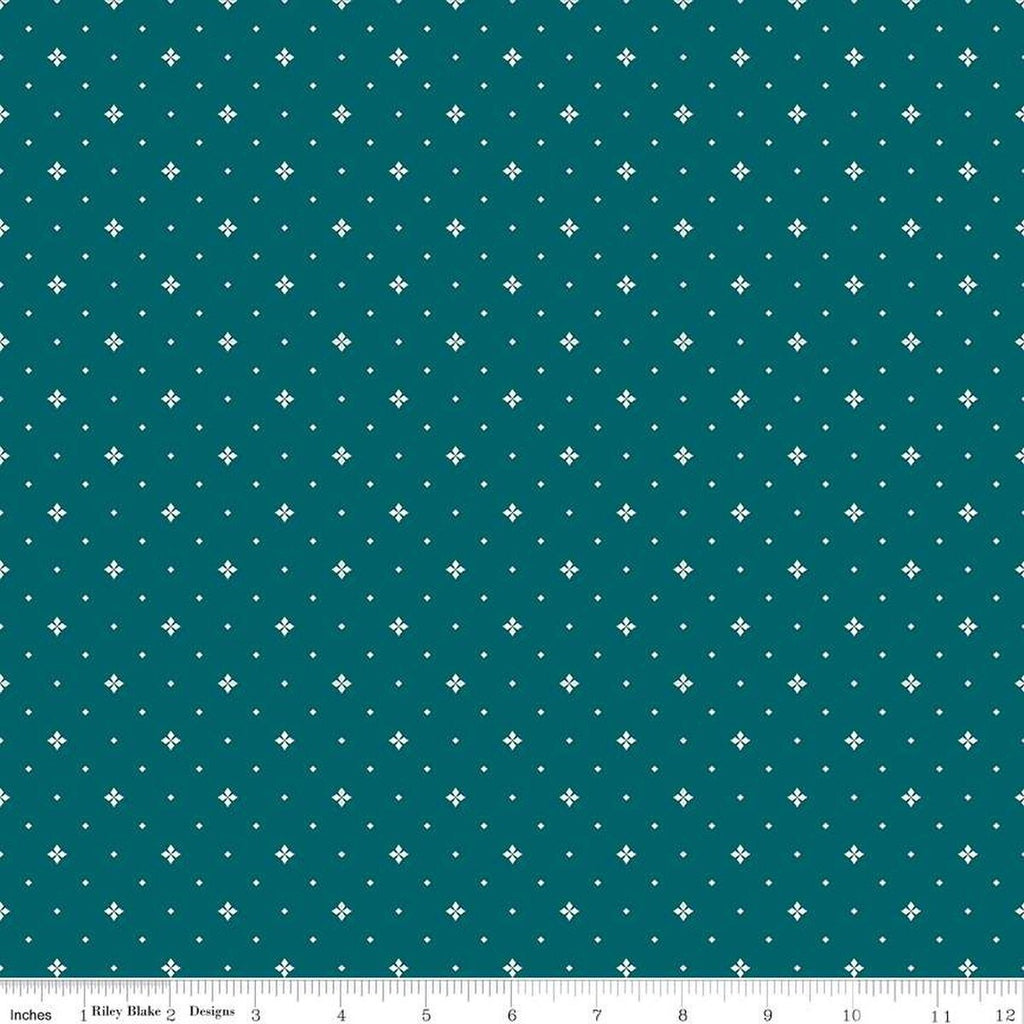 SALE Arrival of Winter Ditsy C13526 Dark Teal by Riley Blake Designs - Diamonds - Quilting Cotton Fabric